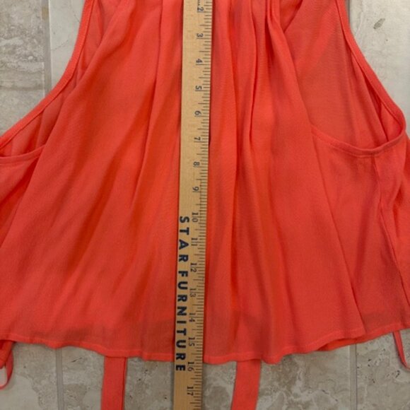 NWT She + Sky Halter Top Womens Coral Cotton Blend Pleated Swing Crop Top Size S - Picture 10 of 10